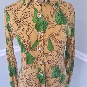 Vintage Pear And Leaf Blouse. Euc Sm